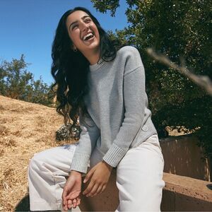 allbirds‎  boiled merino wool pullover sweater in natural grey, size medium